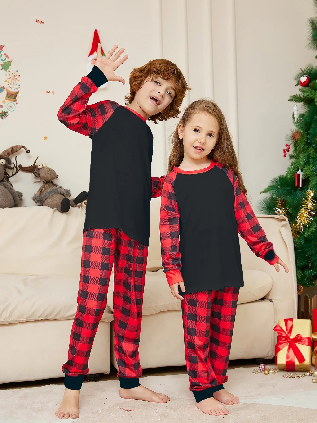 Kerstmis Familie Look Outfits Kerstman Print Moeder Dochter Vader Zoon Bijpassende Kleding Kerst Pyjama Set Casual Losse Pjs