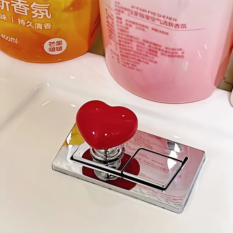 Love Toilet Press Color Ceramic Button Auxiliary Rubber Handle Portable Accessory Water Tank Press Tool