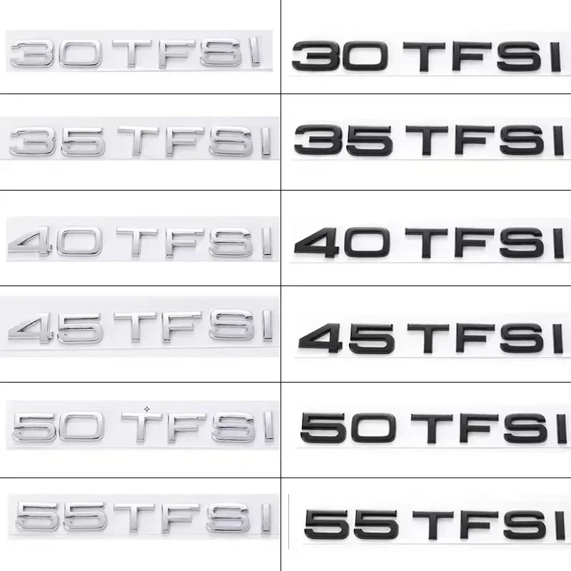 Chrome ABS 30TFSI 35TFSI 40TFSI 45TFSI 50TFSI 55 TFSI Emblem Sticker Rear Trunk Badge Decal for Audi A3 A4 A5 A6 A7 A8 Q3 Q5 Q7