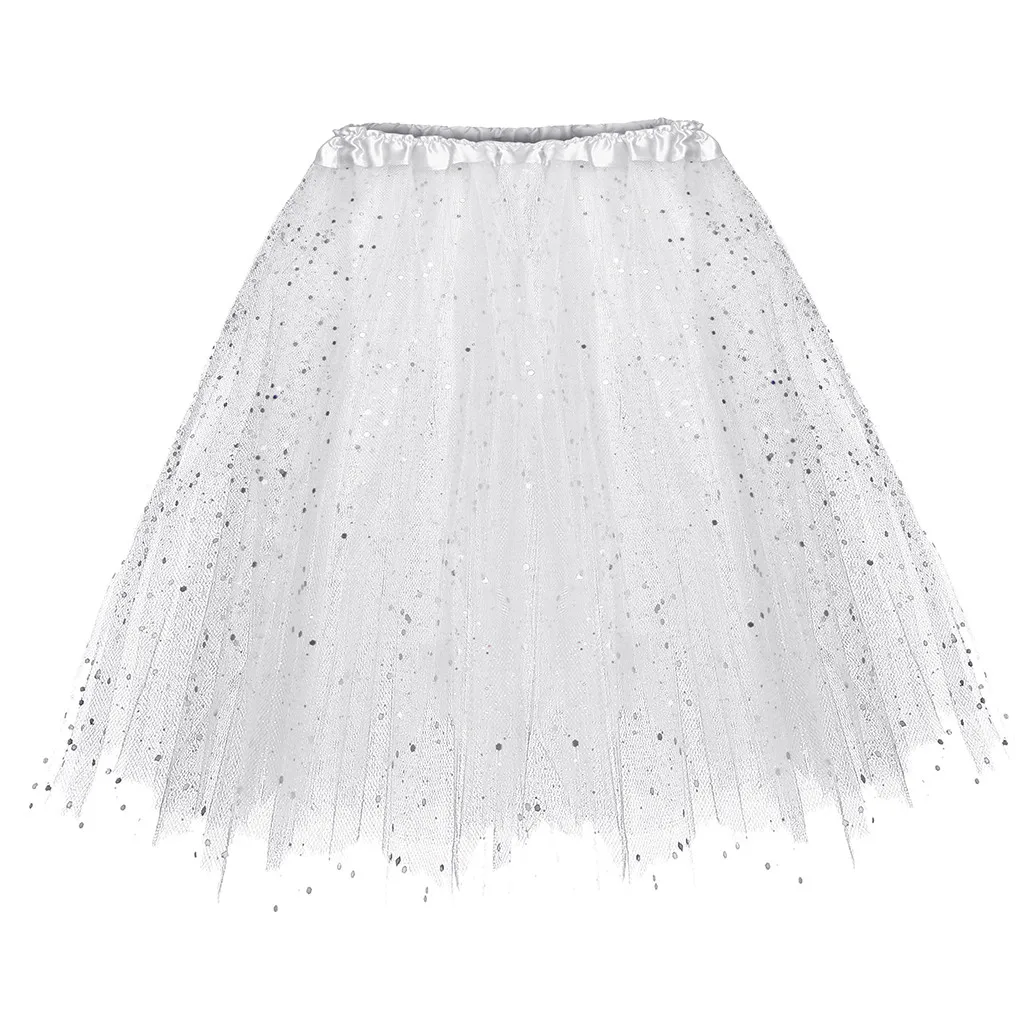 

Shinny Sequin Petticoat A-Line Womens Underskirt Multi Layers Short Tutu Puffy Crinoline Prom Vintage Flower Dress Female