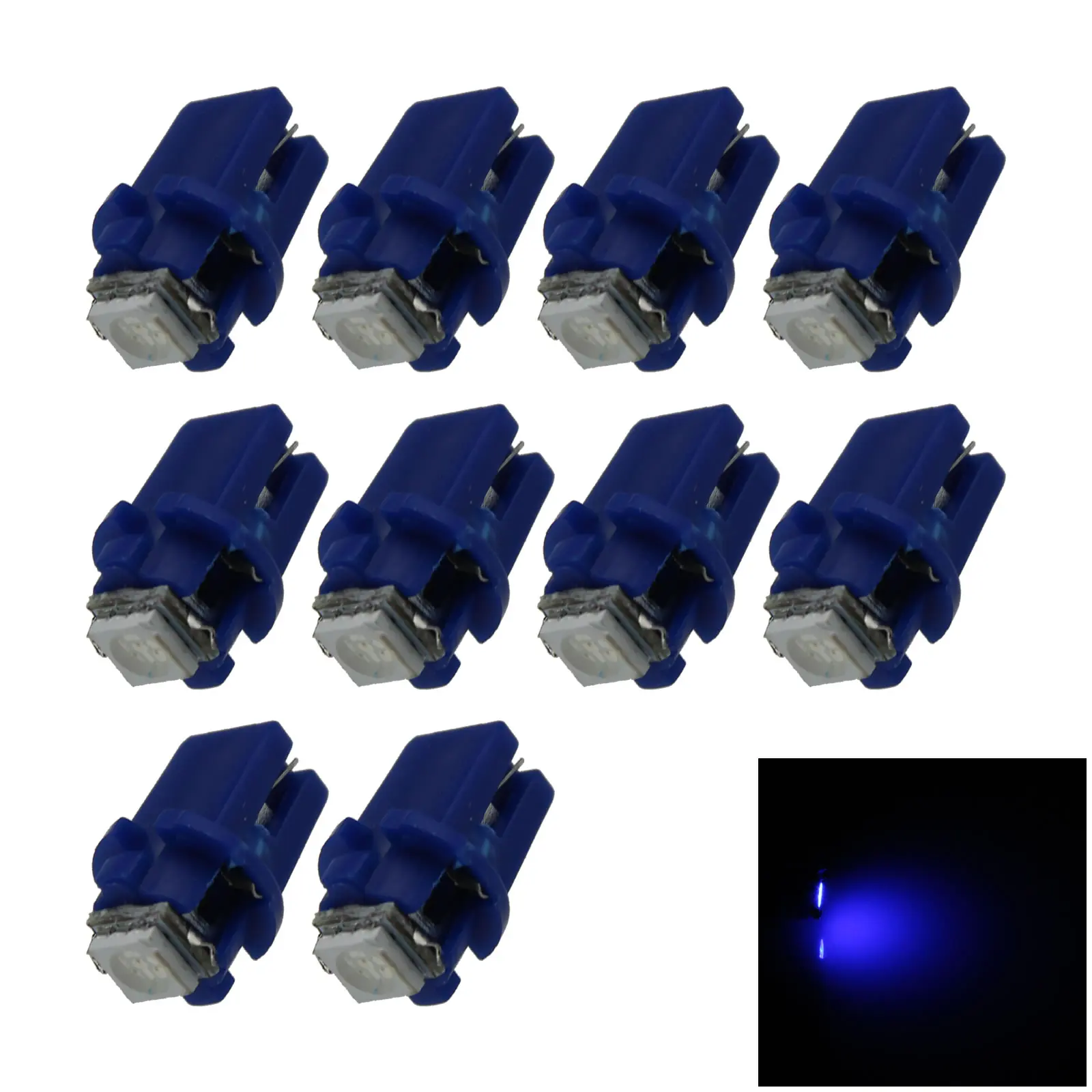 10x Blue RV B8.3D NEO Dash Twist Socket HVAC Blub Gauge Lamp 1 Emitters 5050 SMD LED Bax10s N301-B