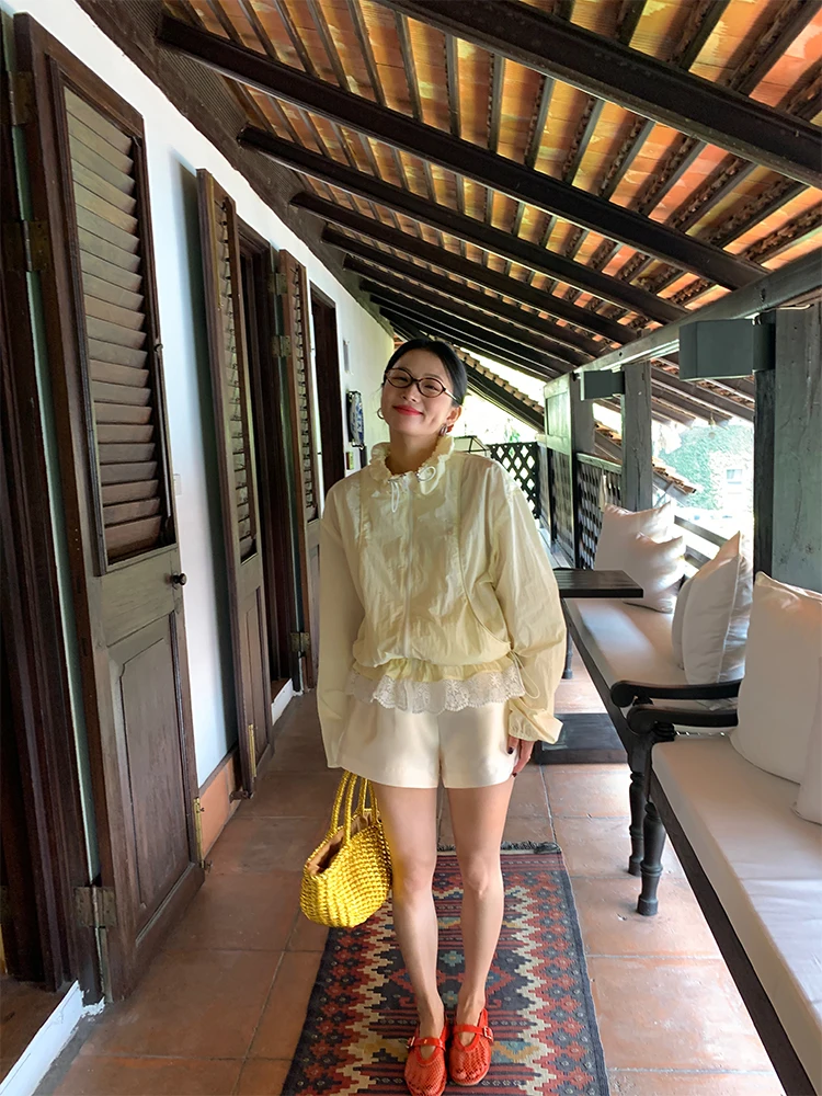 

Women's ort Svel Nylon Jaet 2025 New Summer Faion Sunscreen Clothes Thin Long Sve Yellow Outerwear