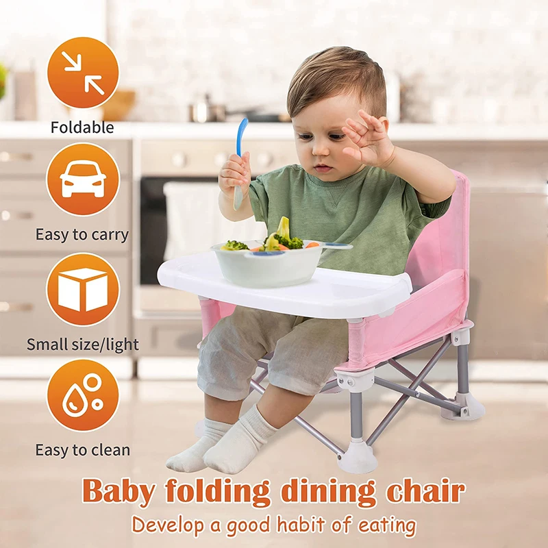 Asiento elevador de bebé, silla de comedor portátil, plegable de viaje para niños, con silla de alimentación, asiento de playa al aire libre,