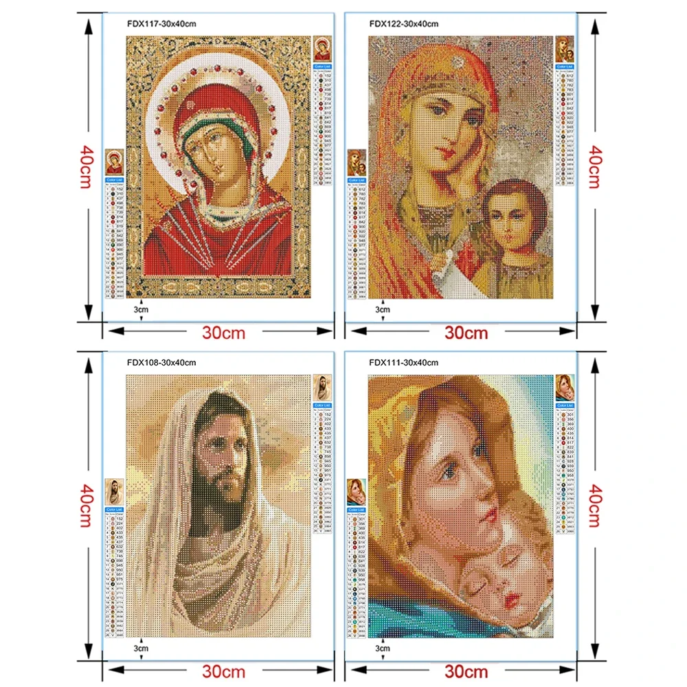 5D Diamond Painting Religious Madonna Jesus Diamond Embroidery Mosaic DIY Full Round Cross Stitch Rhineons Home Decor Promotion