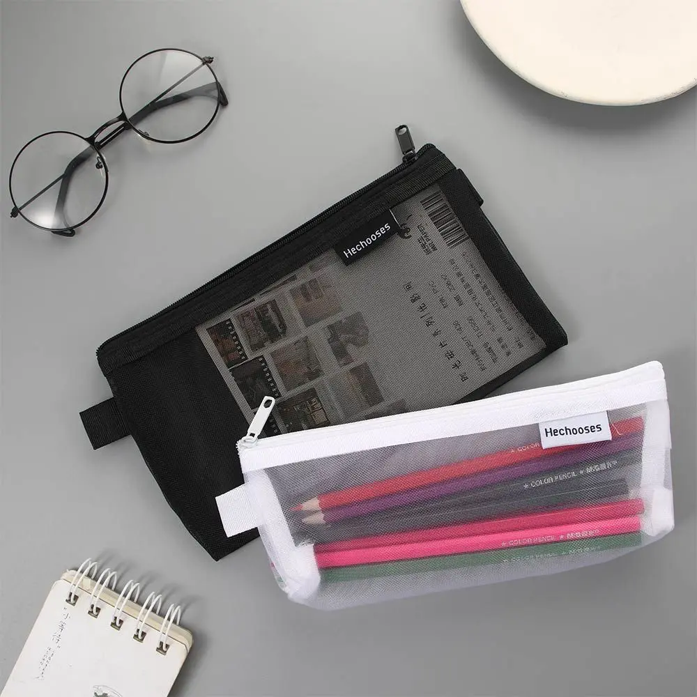 High Quality Student Nylon Transparent Pen Box Pencil Bag Pen Bag Case Mesh Pencil Case Pencil case