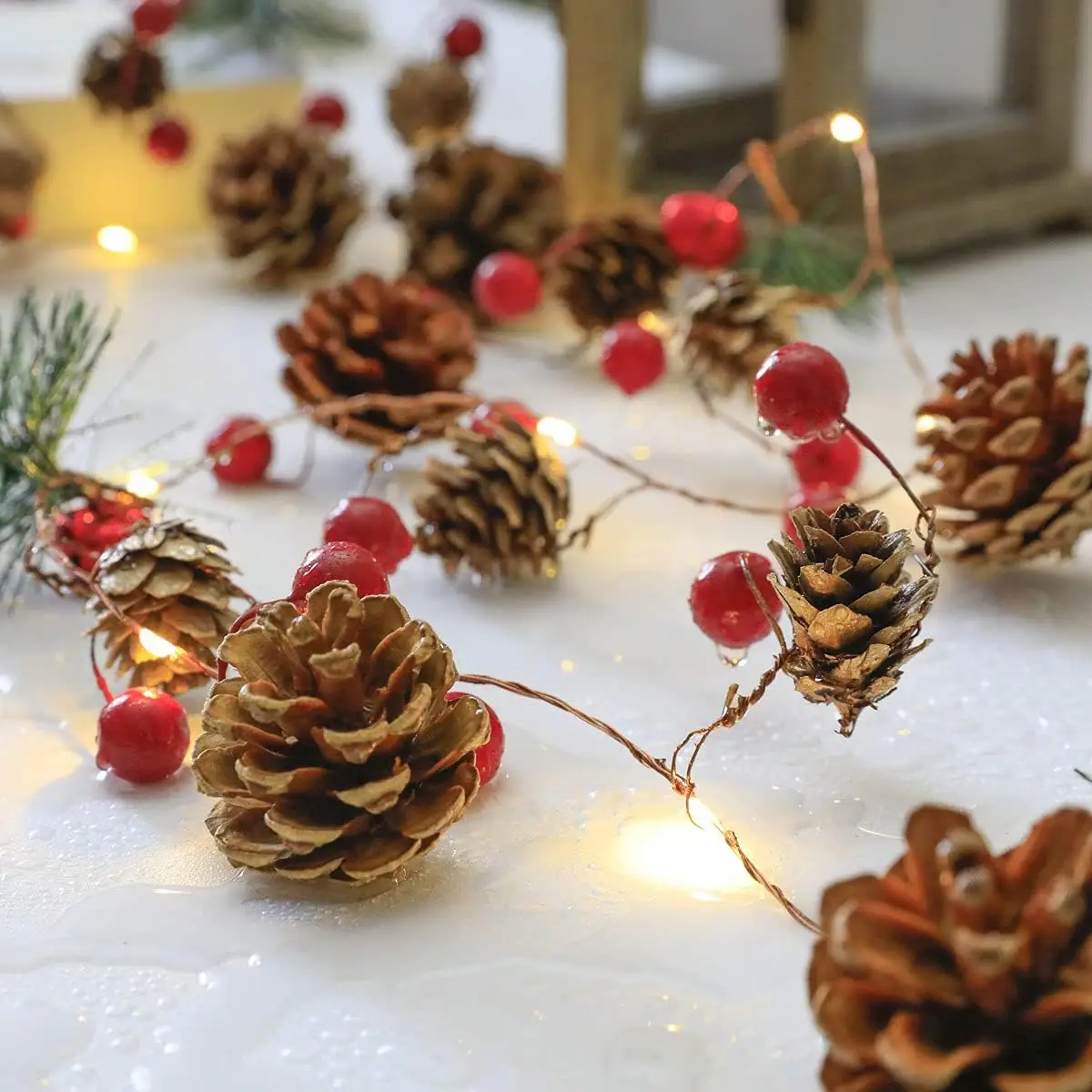 2/3m Christmas Pinecone Light String 20/30 LED Lights Decoration Holiday Creative Fireplace Hanging DIY Home Party Xmas Decor