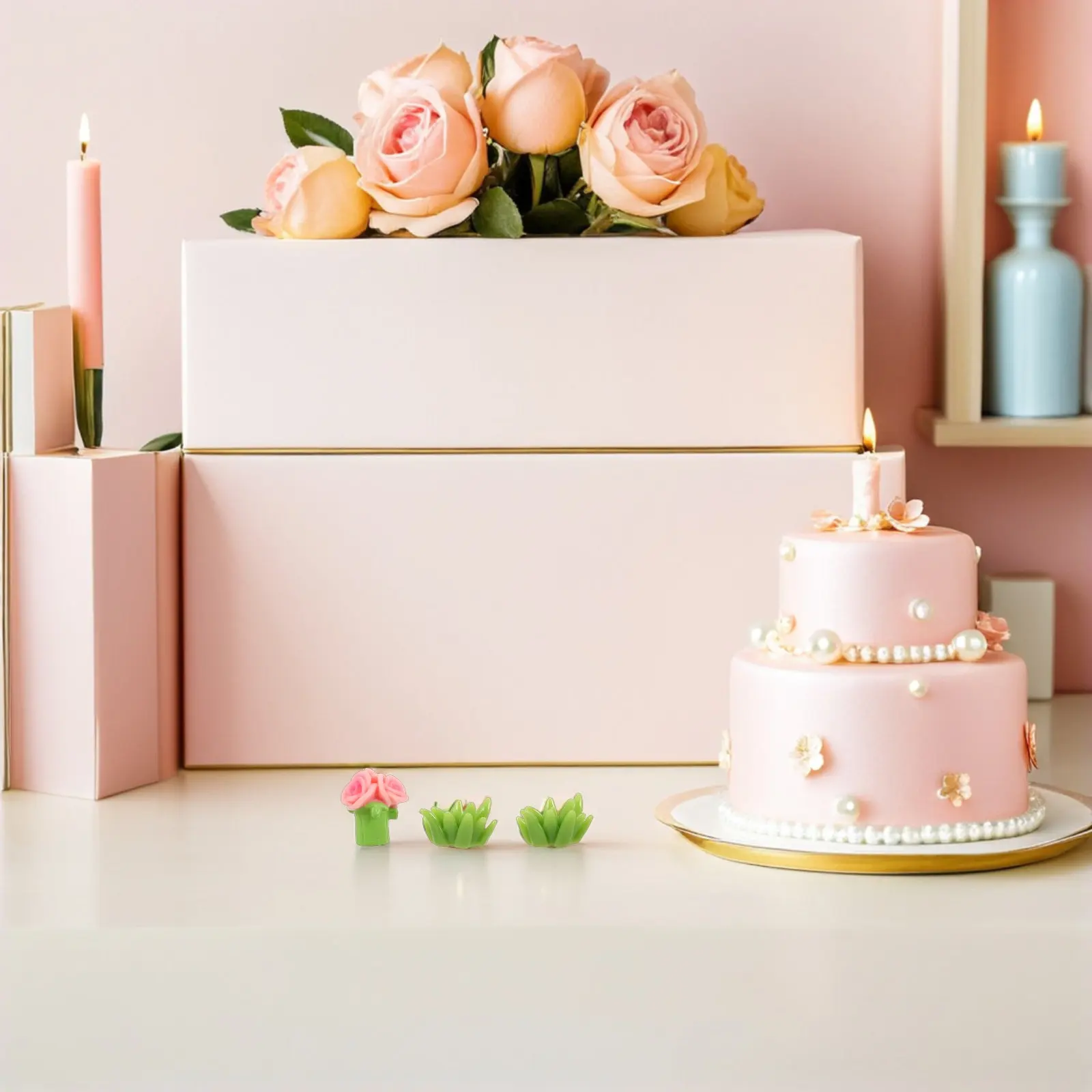 Mini Artificial Flower Heads 22Pcs Colorful Resin Roses Sunflowers for Cake Decor Crafts Home