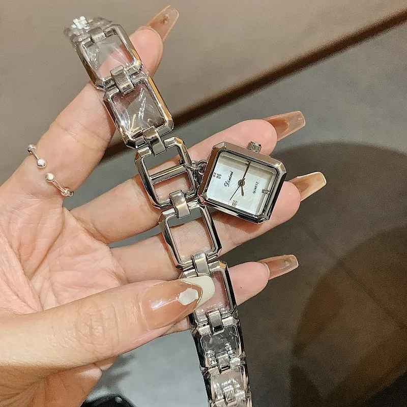 Women Quartz Watch Luxury Square Rose Gold Rectangle Sliver Clock Reloj Ladies Stainless Steel Bangle Bracelet Style Wristwatch