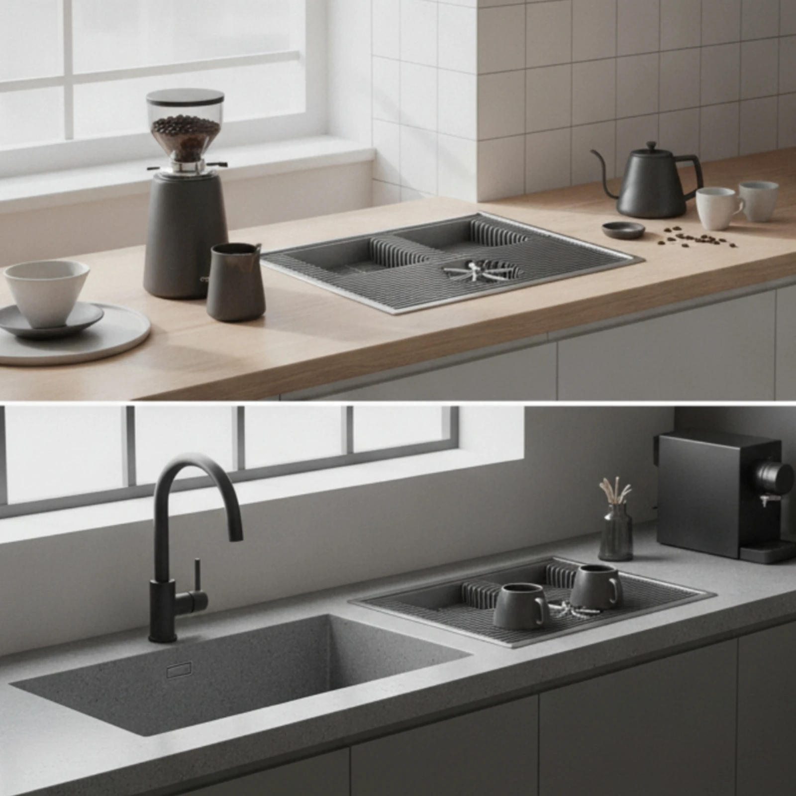 フラットコーヒードレナージトレイ内蔵リンサーボードカップウォ - Home Barista のレビューと価格