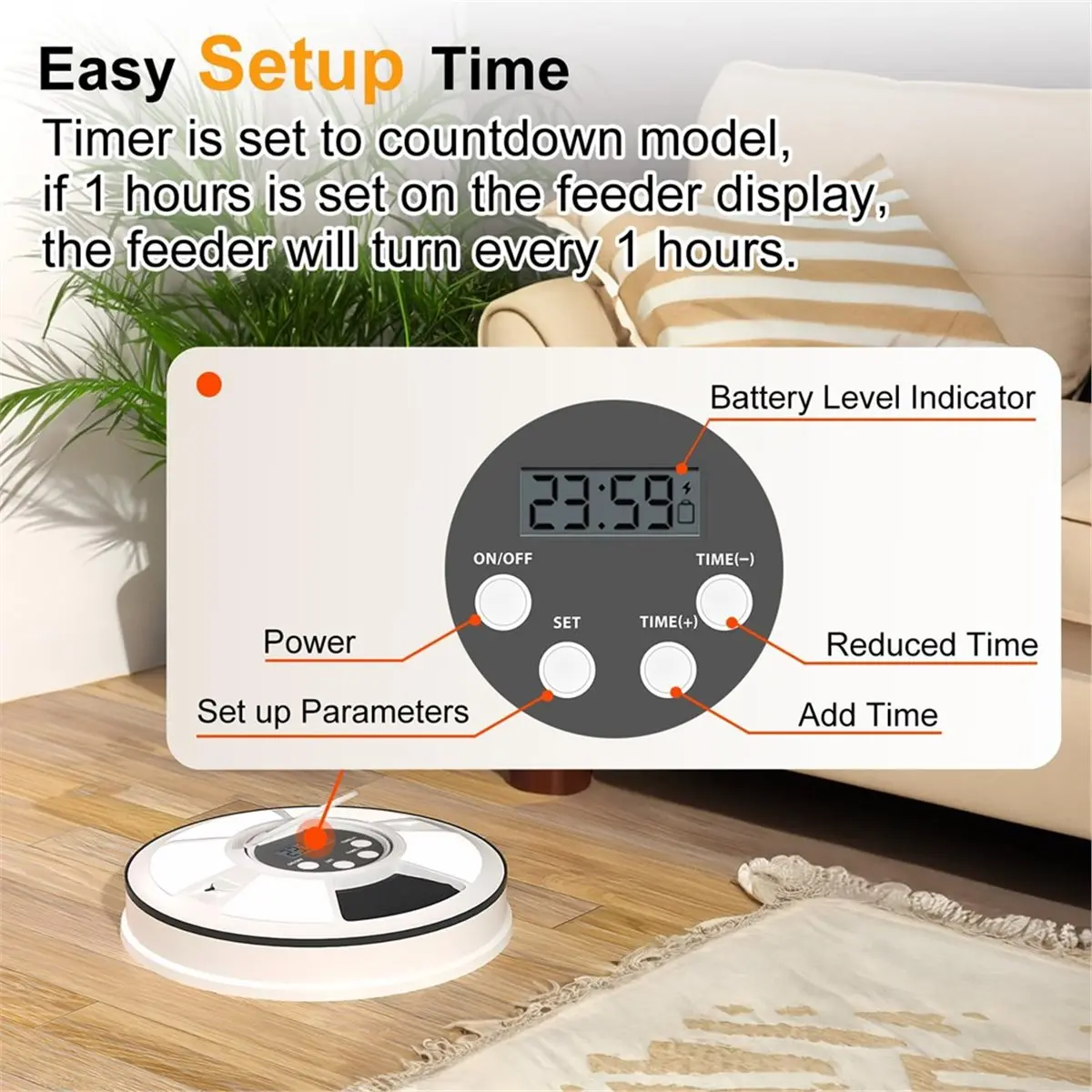 Utility Design Smart Cat Feeder for Dry and Wet Food with 6-Meal Timer, Food Dispenser for Domestic Pets