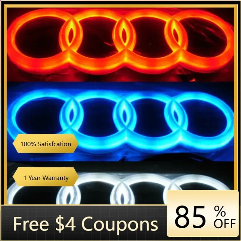 

New Car Sticker For Audi AUDI 4D Refitted LED Lamp Car Front Logo Light For AUDI A3 A4 A5 A6 A7 A8 S3 S4 S5 S6 S7 Q3 Q5 Q7 TT De