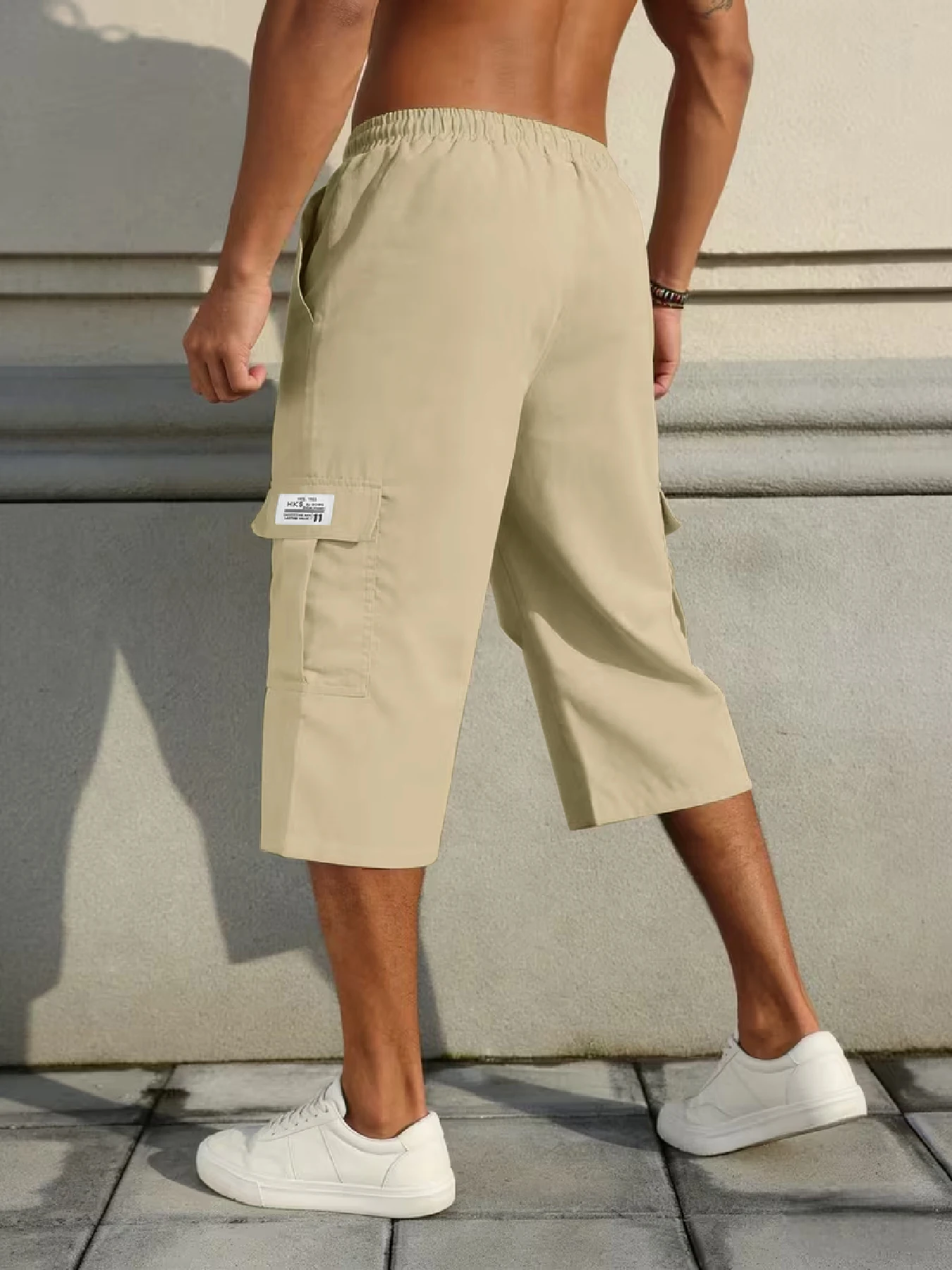 Herren-Shorts, Freizeit-Jogginghose mit mehreren Taschen, gewebte, elastische, weiche und bequeme, einfarbige, schlichte Hose für Outdoor-Sportarten – Detail 22