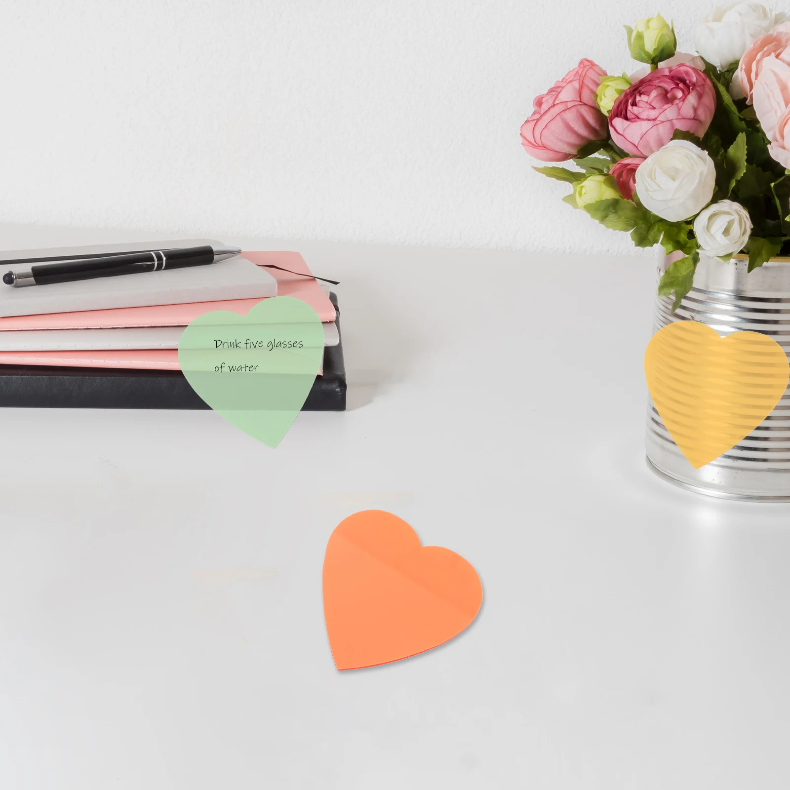 

8 Books Heart Shaped 50 Sheets Each Multicolor Memo Pads Self Adhesive Note Stickers School Office Supplies