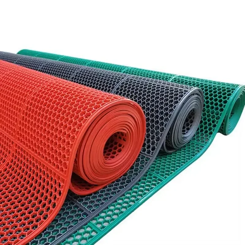 Hexagonal Honeycomb Geometric Pattern Wear-Resistant PVC Rubber Waterproof Floor Mat for Bathroom Kitchen Outdoor Use Cutting