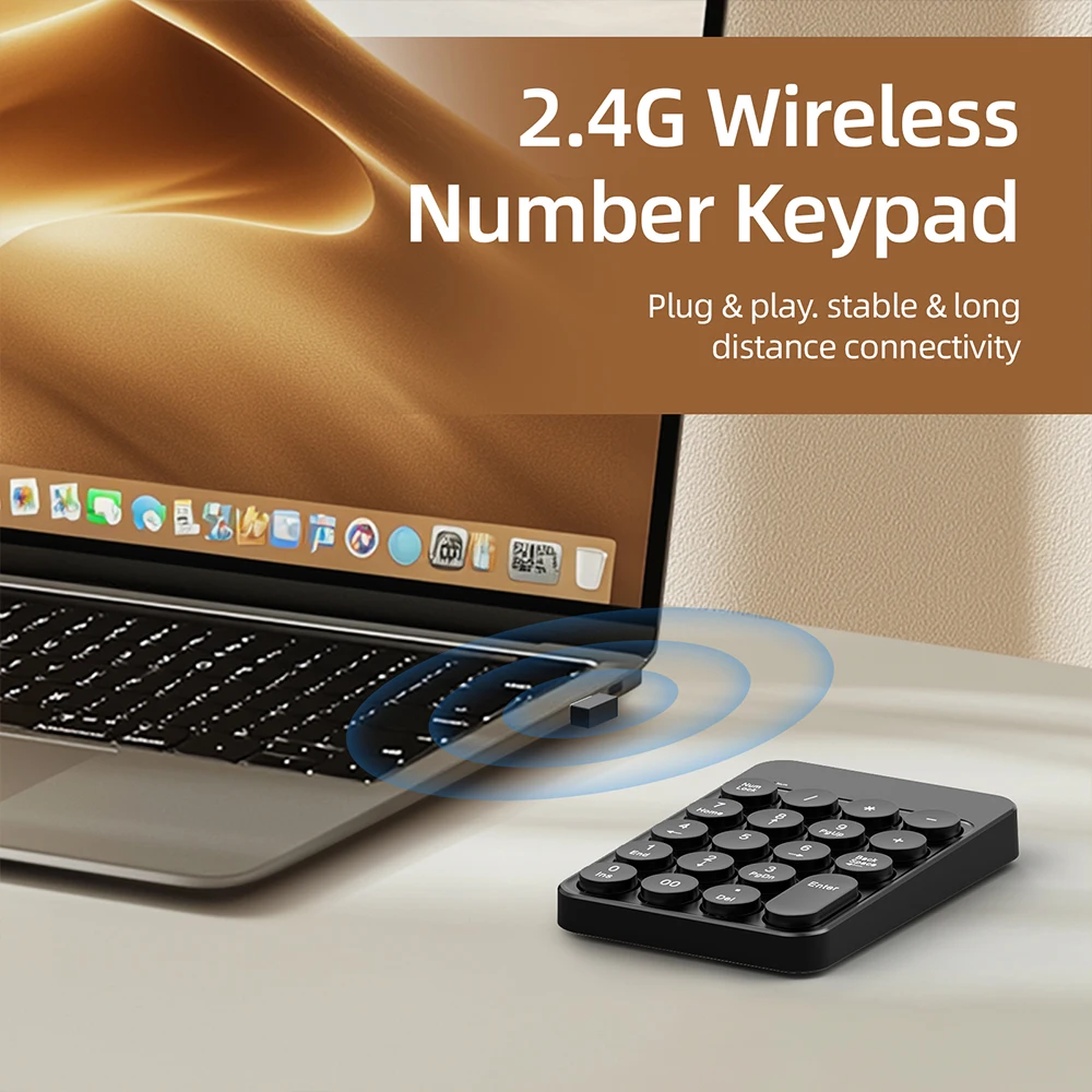 Round Keycaps Number Pad,2.4G Wireless/USB Wired Number Pad 19 Key Round Keycaps Ergonomic Mini Numeric Keypad Keyboard