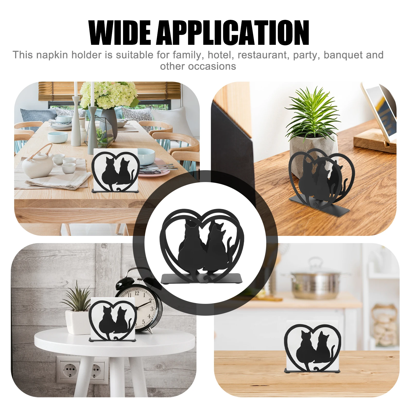 

Iron Napkin Holder Space Saver Vertical Keeper Cat Design Kitchen Dining Home Decor Modern Style Metal Wrought Napkin Ring