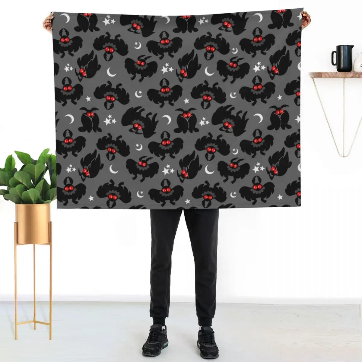 Cute Cryptids - Mothman Pattern Throw Blanket Plaid Soft Plush Plaid Thermal Decoratives valentine gift ideas Thins Blankets