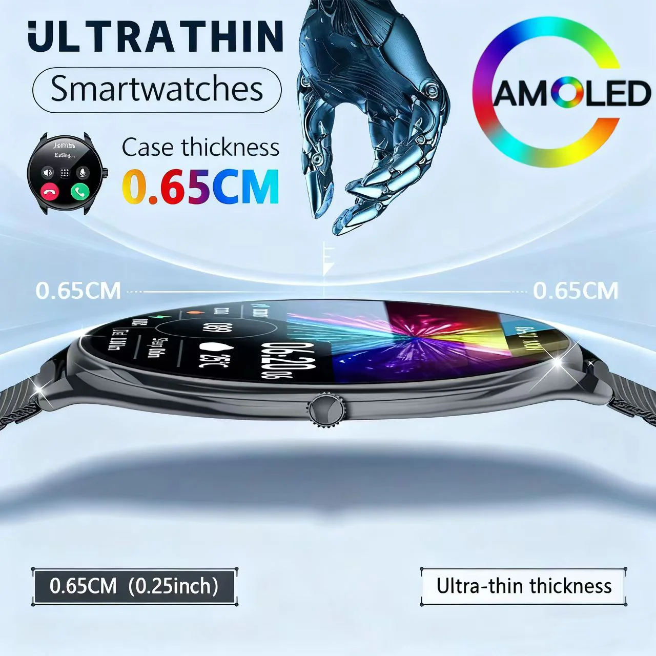 

2025 Новые женские ультратонкие умные часы 7,9 мм 1,43 AMOLED 466*466 HD-экран Bluetooth-вызов Монитор здоровья Спортивные мужские умные часы