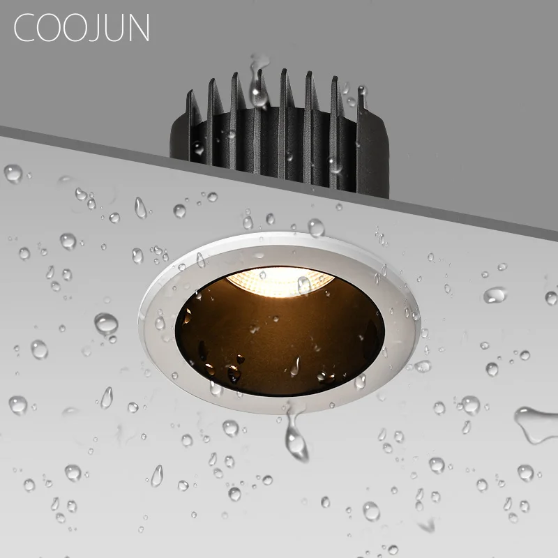 COOJUN LED Downlights impermeable IP65, foco empotrado, baño, cocina, antiniebla, resistente a la humedad, lámpara de techo, CRI93