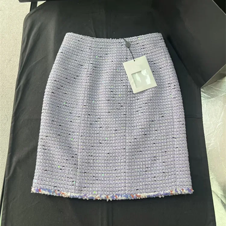 Customization European women's fashion 2026 spring new collection Long-sleeved purple sequin fashion tweed coat