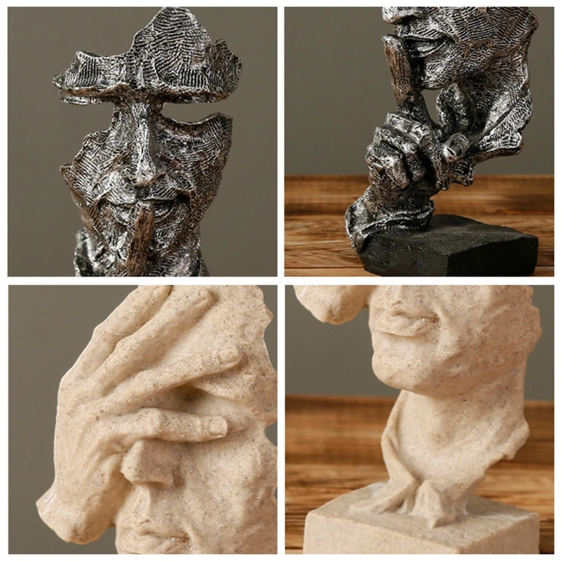 

3 Pcs Statue Abstract Resin Desktop Ornaments Sculpture Miniature Figurines Face Character Nordic Art Crafts Office Home