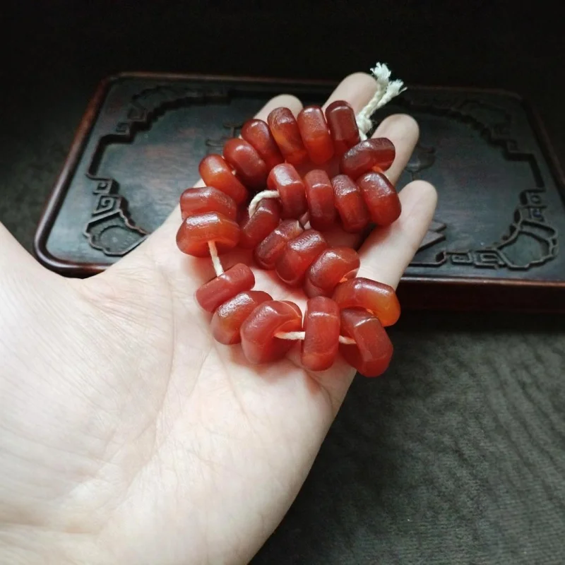Tibetan Area Return Old Patina Agate Five-Wheel One Strand Bracelet Buddha Matching Beads