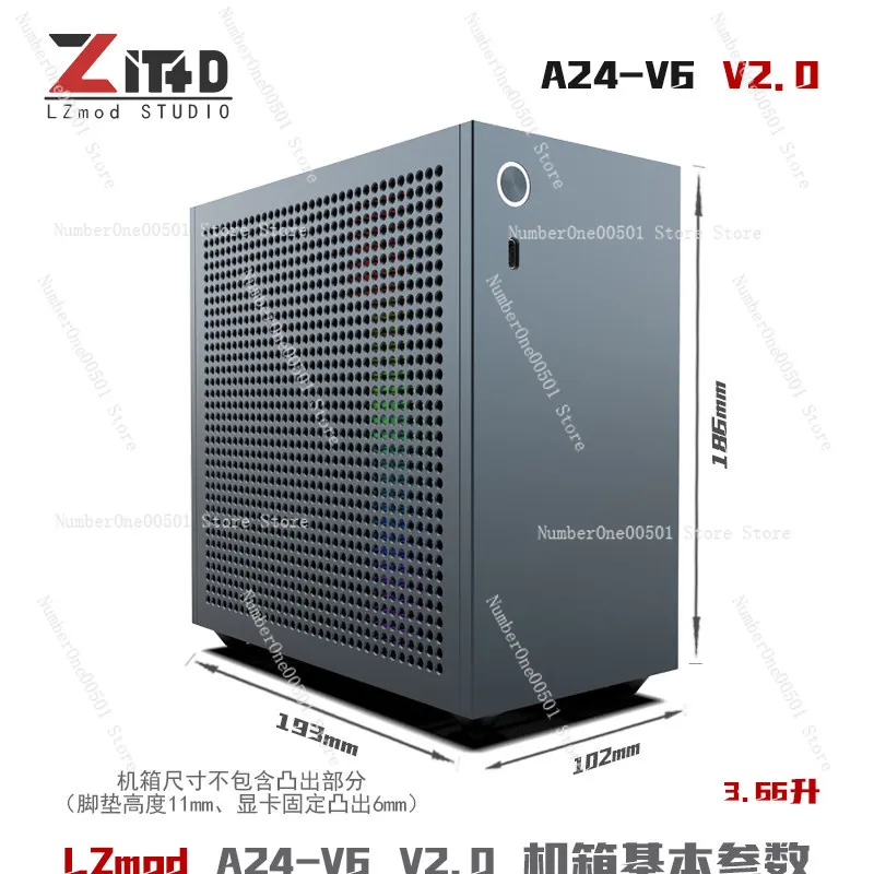 Lzmod mini A24-V6 2.0 Mini ITX BKB Case for Dual-Slot Half-Height