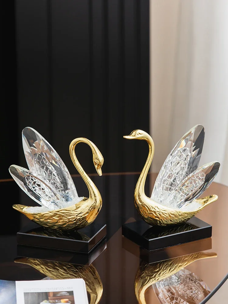 

Crystal Stone Swan Light Luxury Home Decoration Desktop Ornaments, Living Room TV Cabinet Ornaments High-end Gifts