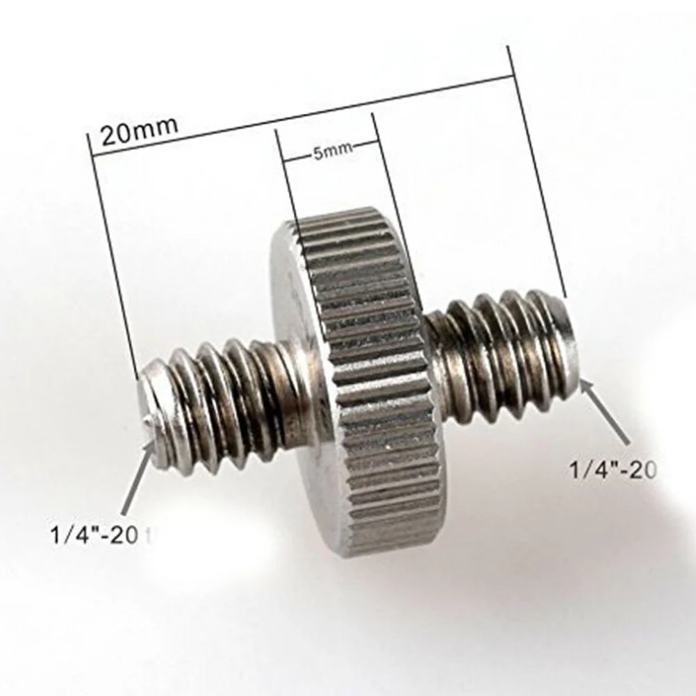 

6pcs 1/4"-20 Male To 1/4"-20 Male Tripod Screw Adapter Silver Metal Camera Mounting Connector For Dslr Studio Rig Led Panel