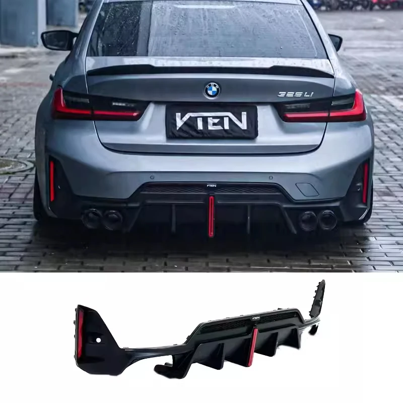 

Suitable for BMW's new 3 Series LCI G20 G28VTEN black rear lip true carbon fiber rear LED diffuser 2020 2021 2022 2023 2024