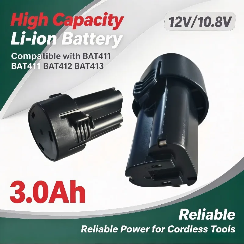 Replacement Battery 3000mAh 12V/10.8V Compatible with BL1013 BL1020 BL1030 DF030D Cordless Handheld Power Tools