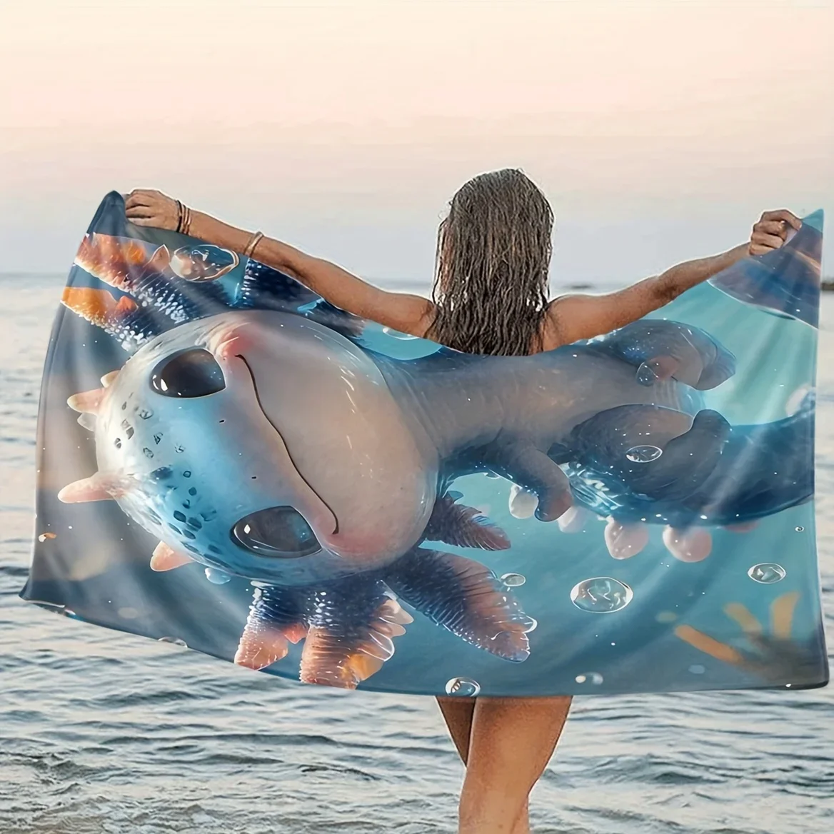 Salamander Pattern Beach Yoga Towel Lightweight Comfortable Quick Dry for Swimming Diving Summer Fun