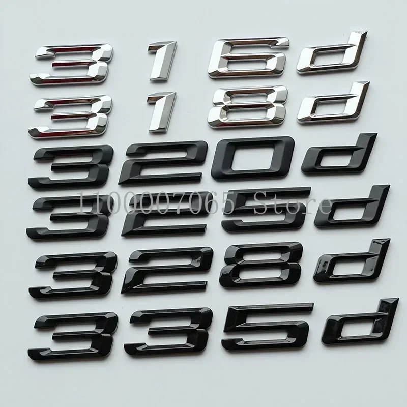 Old Font Numbers Letters 316d 318d 320d 325d 328d 330d 335d GT Top ABS Emblem for 3 Series Car Trunk Nameplate Logo Sticker