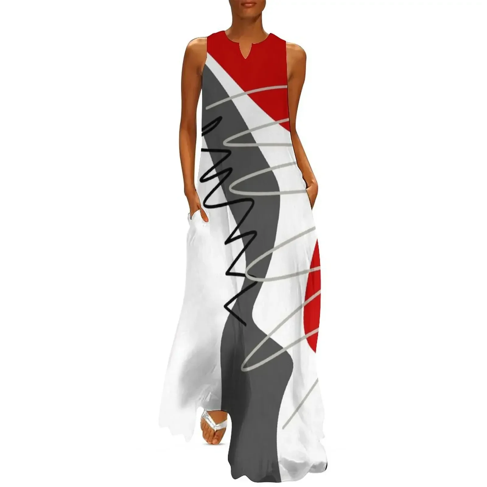 

Abstract, Modern, Creative, Applique, Red and Gray, Multicolored Long Dress dresses summer sensual sexy dress for women Dress