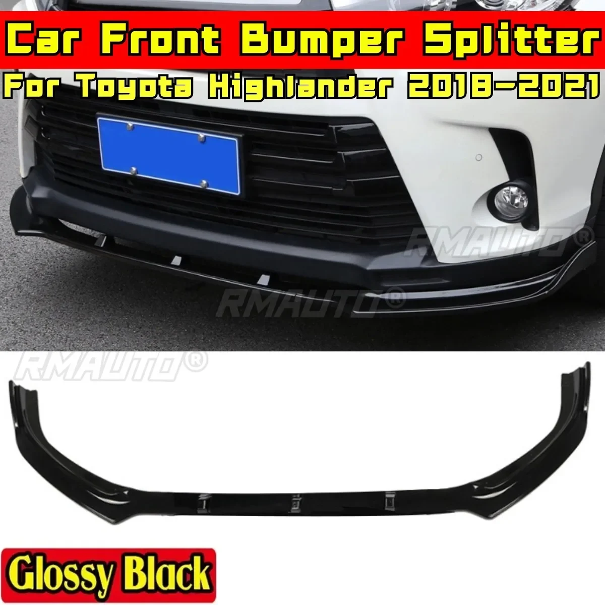 For Toyota Highlander 2018-2021 Body Kit Front Bumper Splitter Protector Front Bumper Spoiler Splitter Car Accessories