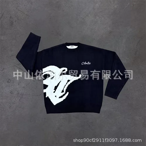 Autumn and winter 2025 new fashion letter embroidery planet jacquard round neck  sweater  men and women high street sweater