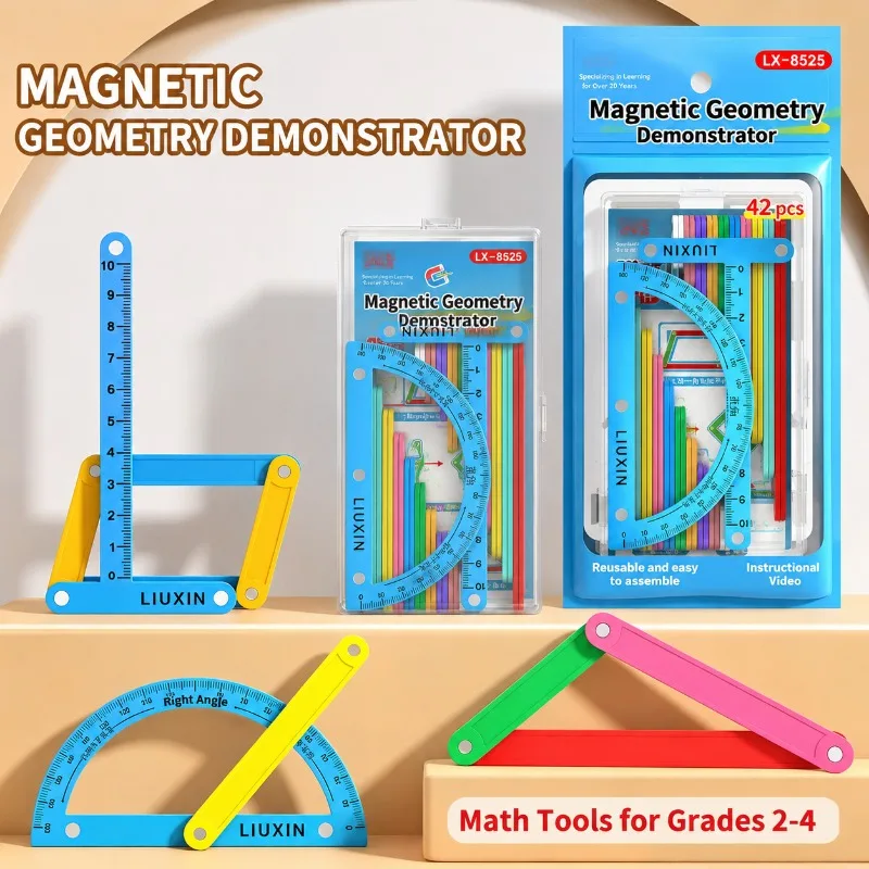 Magnetic Geometric Demonstrator Polygon Splicing Bars Build Parallelogram Triangle Forms Math Manipulative Tool for Classroom