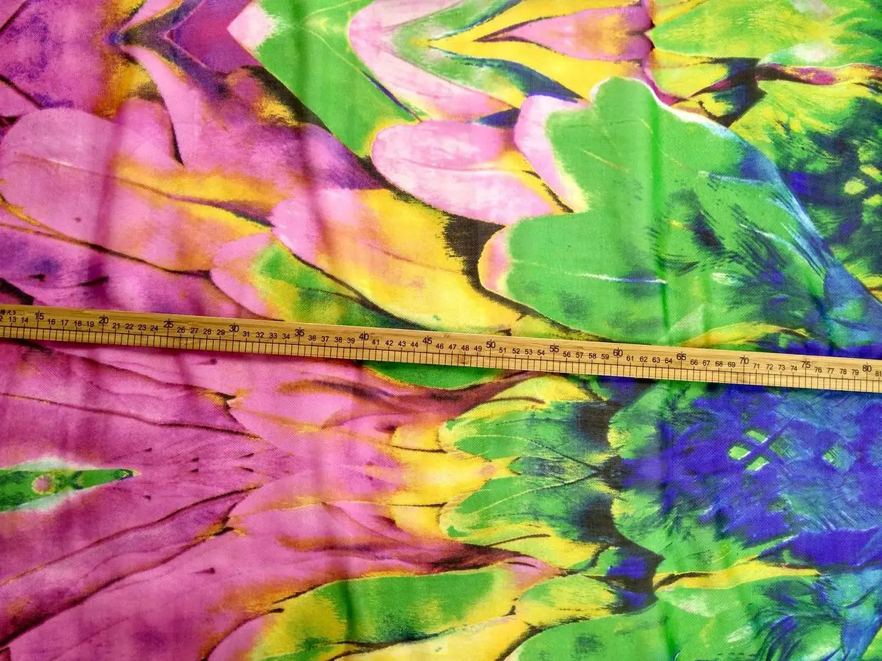 100% Mulberry silk anti-wrinkle silk chiffon fabric clothes scarf dress cloth handmade diy three-color feather printed fabric