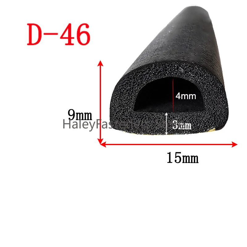 1/3/5M D-Shape Door Windows Sealing Strip Epdm Foam Self-Adhesive Car Door Noise Insulation Waterproof Anti-Dust Weatherstrip
