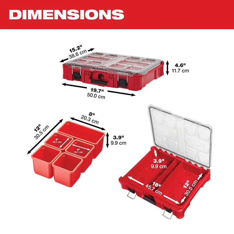 Milwaukee 48-22-8430 PACKOUT Tool Case 50*38.6*11.7cm Stackable Assembly Multivariate Lattice Tool Accessories Storage Box