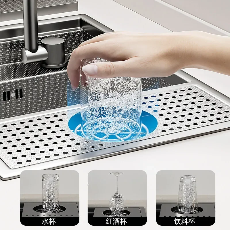 Invisible Cup Washer for Water Bar Sink Hidden Rinser for Coffee Bar Kitchen Sink Stainless Steel Automatic Glass Cleaner