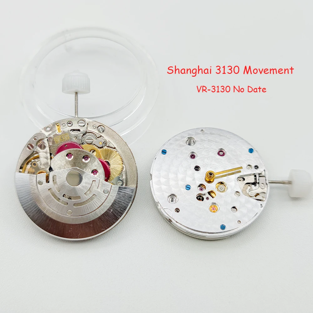 

Shanghai VR-3130 Automatic Mechanical Movement New High Quality 3130 Movement No Date Blue Balance Wheel Movement Replacement