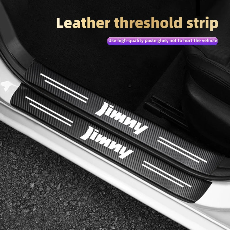 

4Pcs Car Door Sill Protector Plate For Suzuki Jimny JB23 JB33 JB43 Leather Carbon Fiber Threshold Anti-Scratch Bumper Stickers