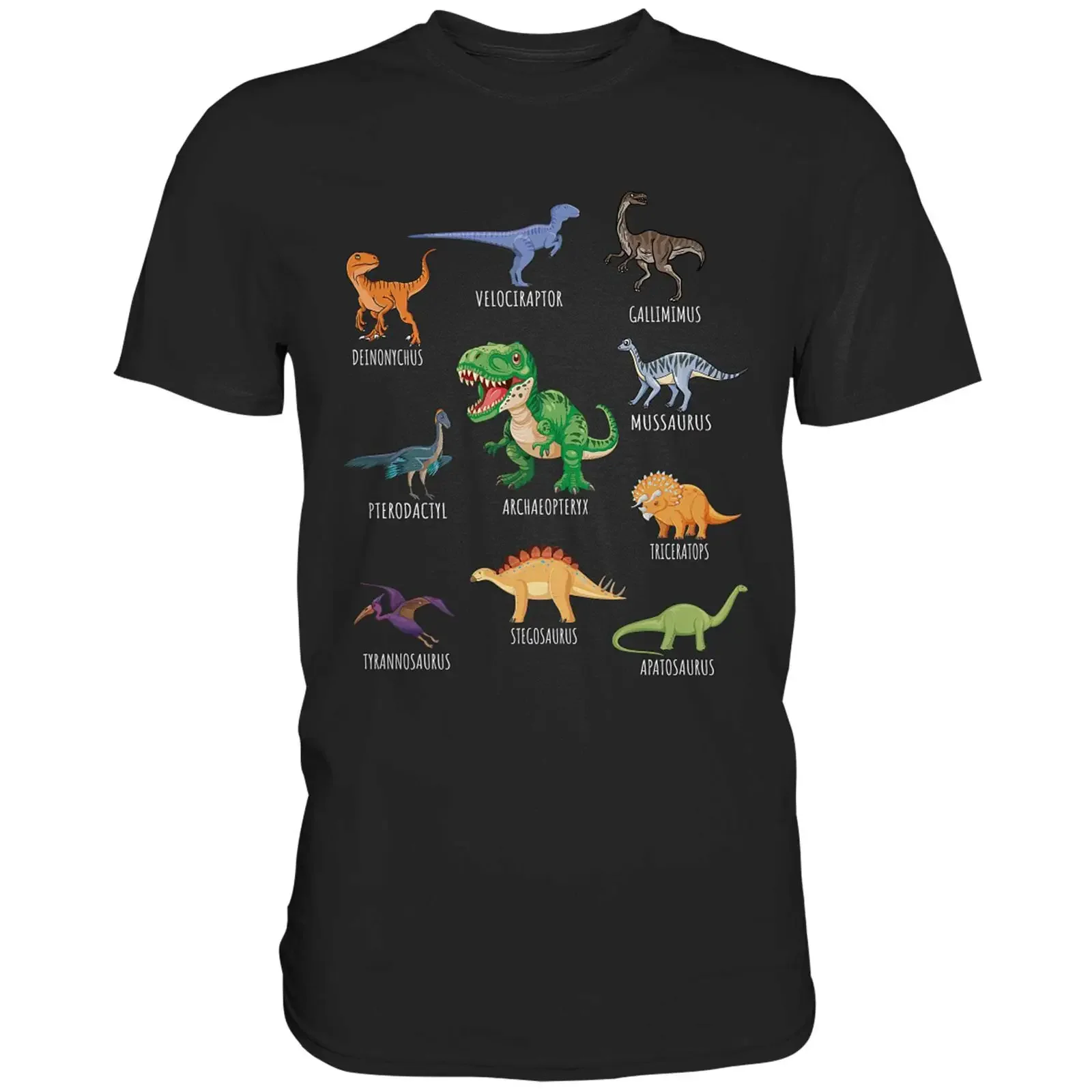 Dinosaur Species T Shirt Dino Fans With Rex Velociraptor Triceratops Kids Adults Funny vintage Washed Stylish Versatile
