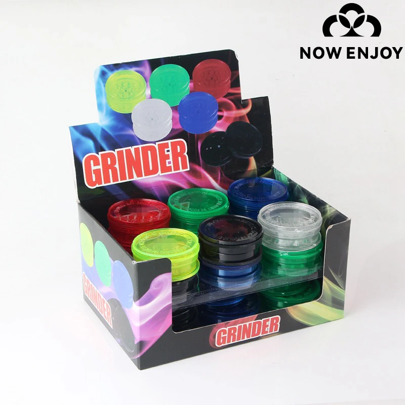 NOW ENJOY New 60MM Magnet Plastic Tobacco Herb Grinder Smoking Grinder 3 Layer Round Shape Hand Spice Crusher NE-1718