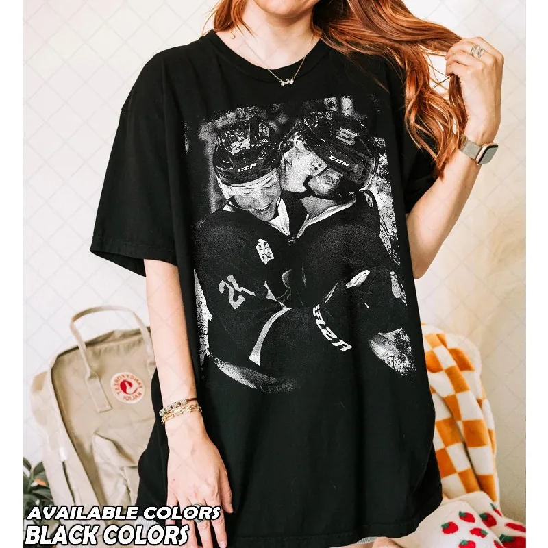 Retro Ice Hockey Pirated Fan T-shirt Summer New Item Suitable for Both Men and Women High Street T-shirt
