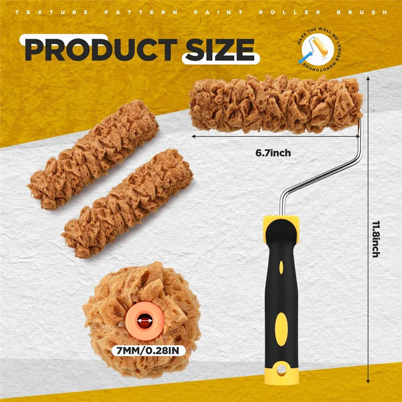 CQMF-3 ชิ้นเนื้อฟองน้ําลูกกลิ้งทาสี 6 นิ้วแปรงเครื่องมือลูกกลิ้งกรอบสีรูปแบบลูกกลิ้งชุด