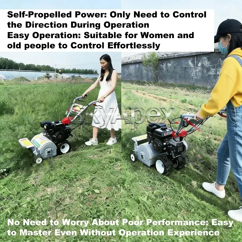 New Self Propelled Farm Lawn Mower Walk-behind Grass Cutter Orchard Household Shredder Weeding Trimmer For Grass Returning