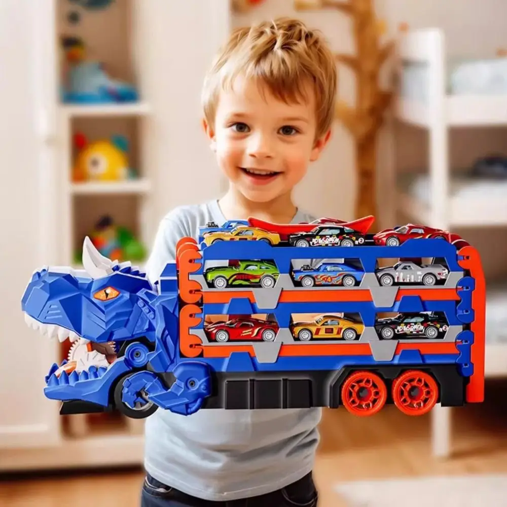 Opvouwbare baan Dinosaurus opvouwbare vrachtwagen Metalen miniauto's Gegoten raceauto's Dinosaurus racebaan transformerend