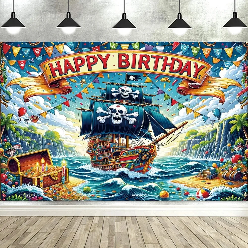 القراصنة الكنز الصيد مغامرة عيد ميلاد راية اطلاق النار خلفية، الأطفال حفلة عيد ميلاد الديكور اطلاق النار خلفية الدعائم